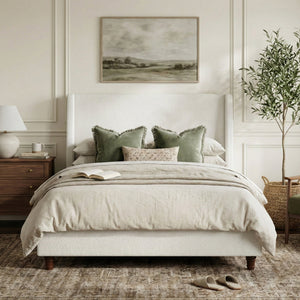 52.7" Tall Wingback Upholstered King Size Platform Bed Frame