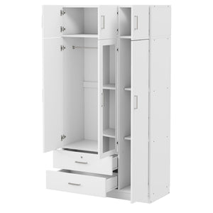 Modern 3 Door Mirror Wardrobe With 2 Drawers And Top Cabinet