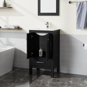 Goodyo - Bathroom Vanity Sink Combo (Cabinet With Water-Grain Top) - Black