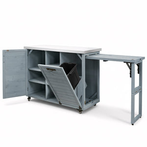 K&K 78.3' Outdoor Kitchen Island with Foldable Grill Table