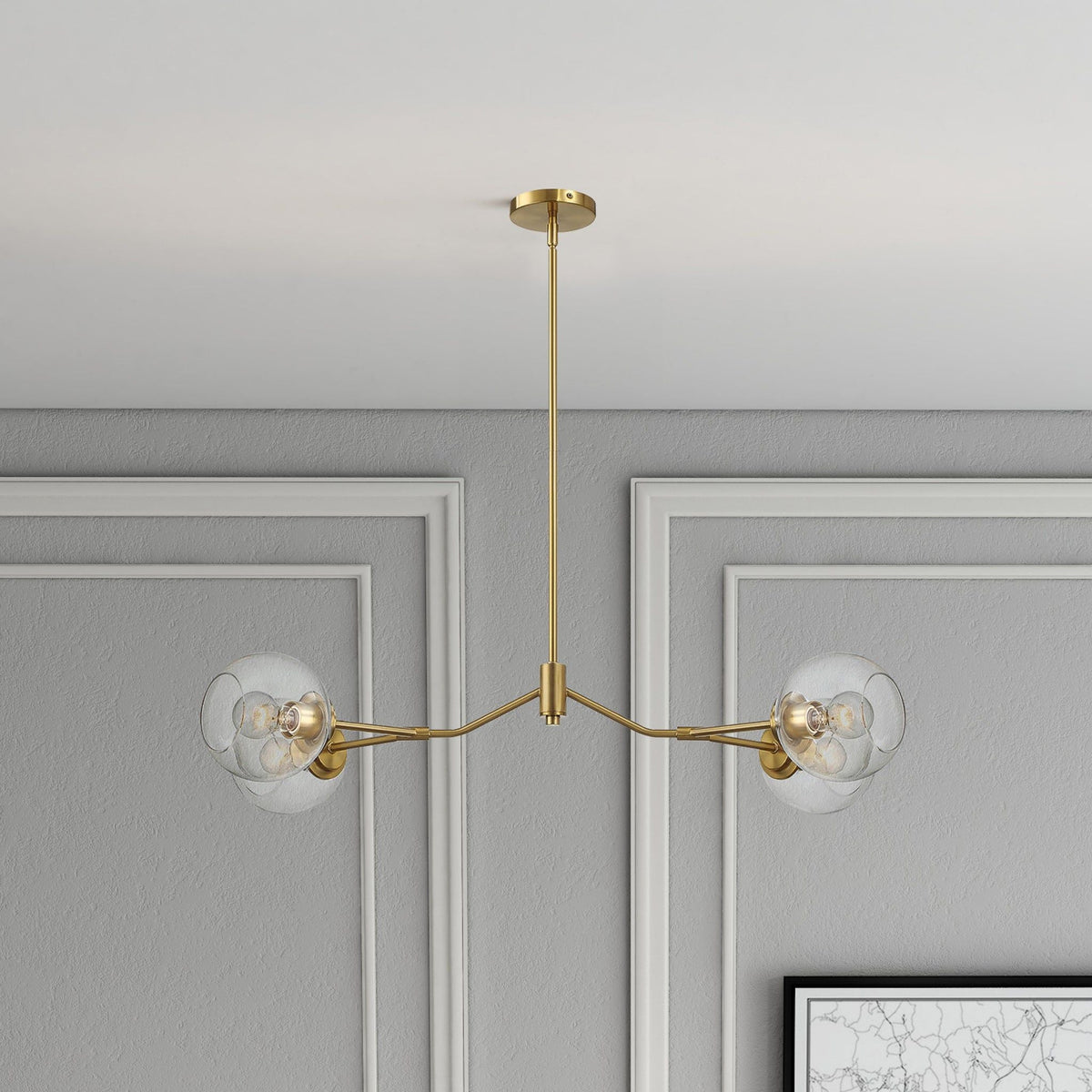 Jewel - 4 Lights Chandelier Ceiling Hanging Light Fixture - Clear / Gold