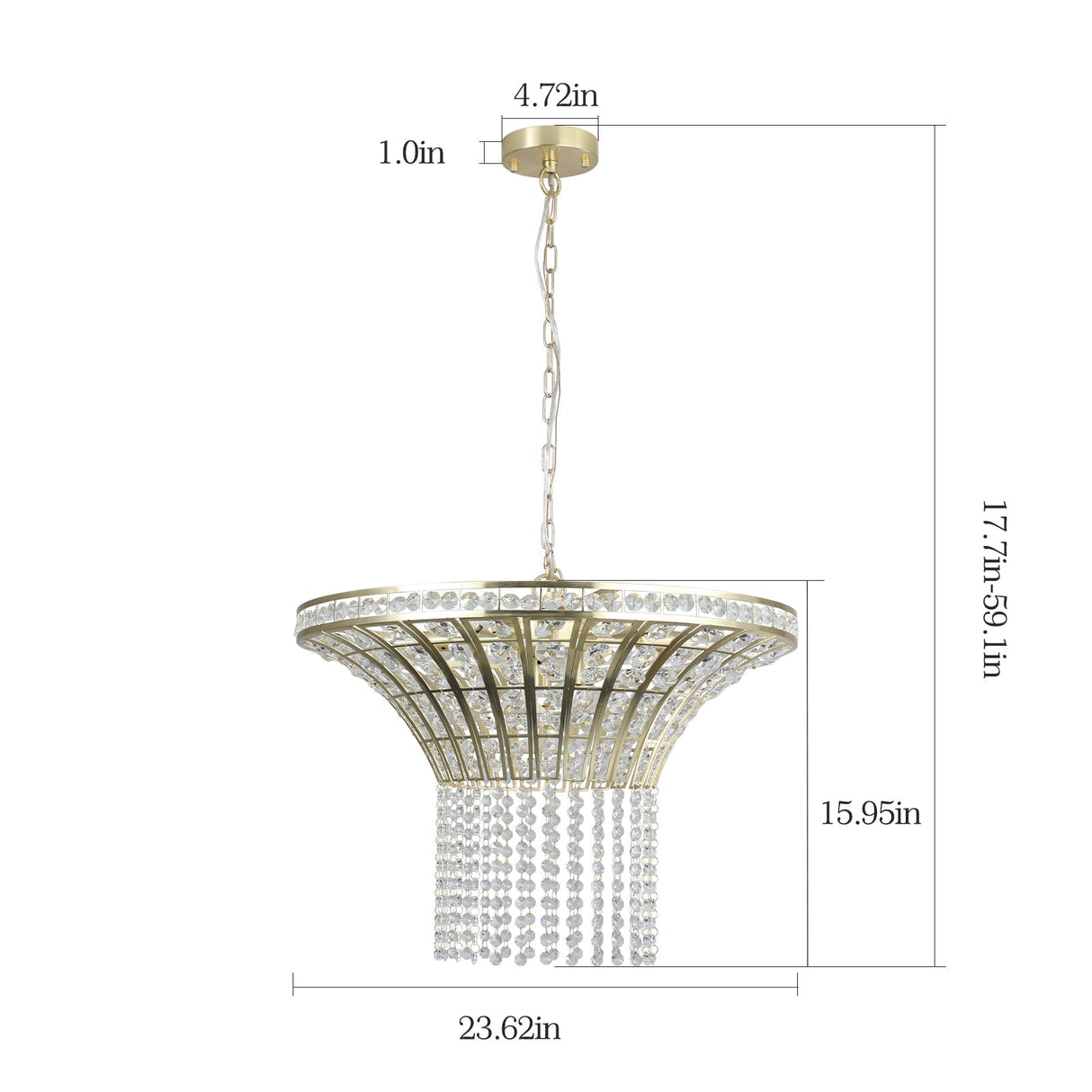 8-Light 23.6' Wide Crystal Waterfall Chandelier