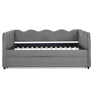 Gingham Daybed With USB Charging Port, Wave-Shaped Design