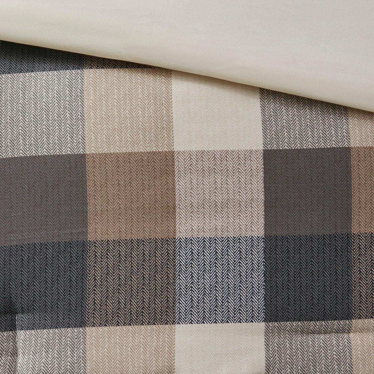 Herringbone Queen Comforter Set with Hypoallergenic Fill - Neutral