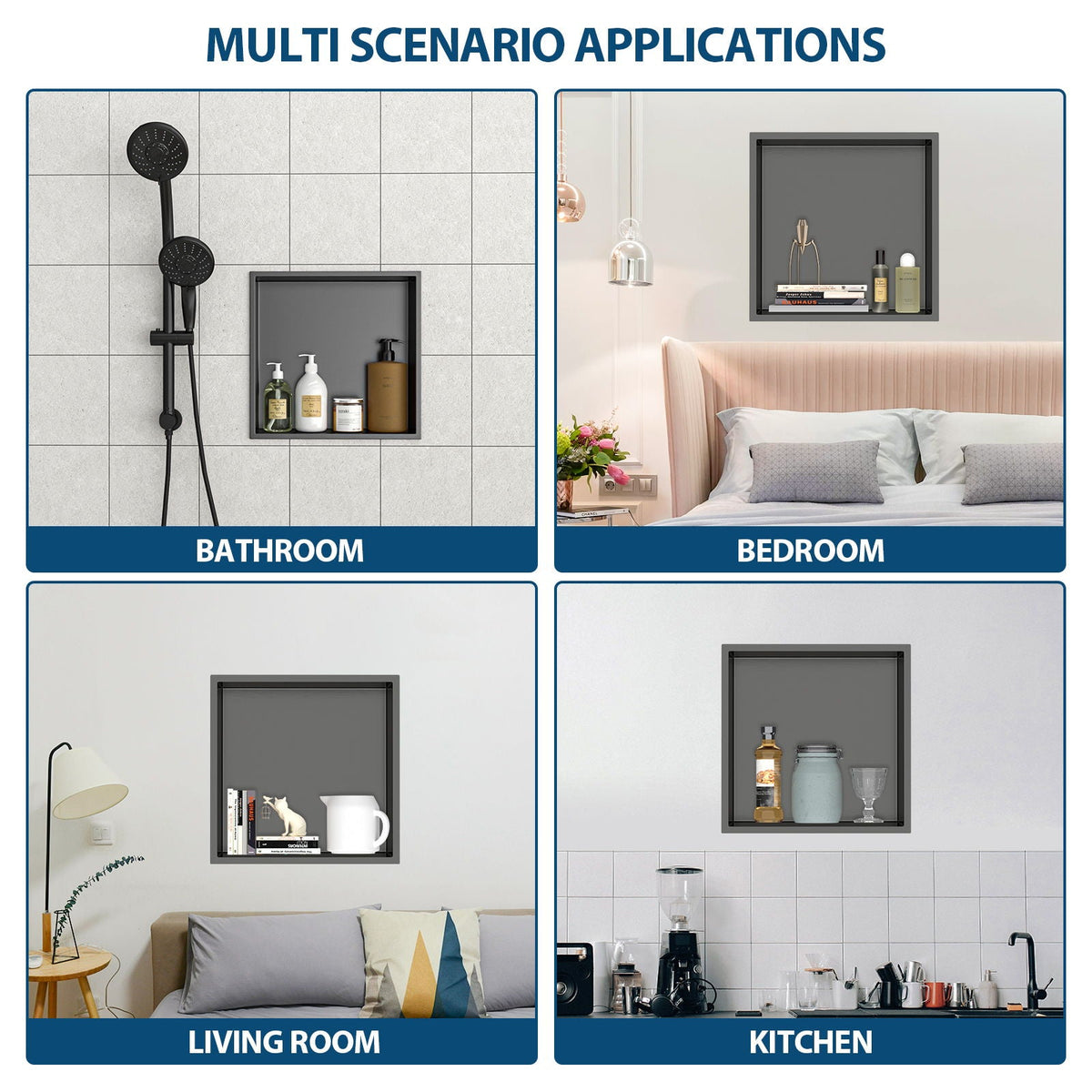 Stainless Steel Shower Niche With Seamless Design For Bathroom Storage