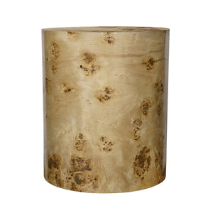 20x20x24 Burl Wood Brown Cylinder Side Table
