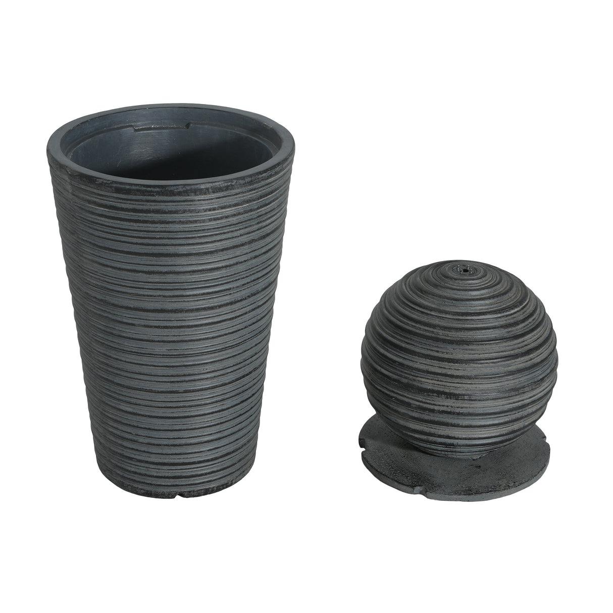 31.5' Tall Striped Concrete Column Fountain with LED Light - Gray Concrete Design