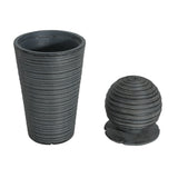 31.5' Tall Striped Concrete Column Fountain with LED Light - Gray Concrete Design