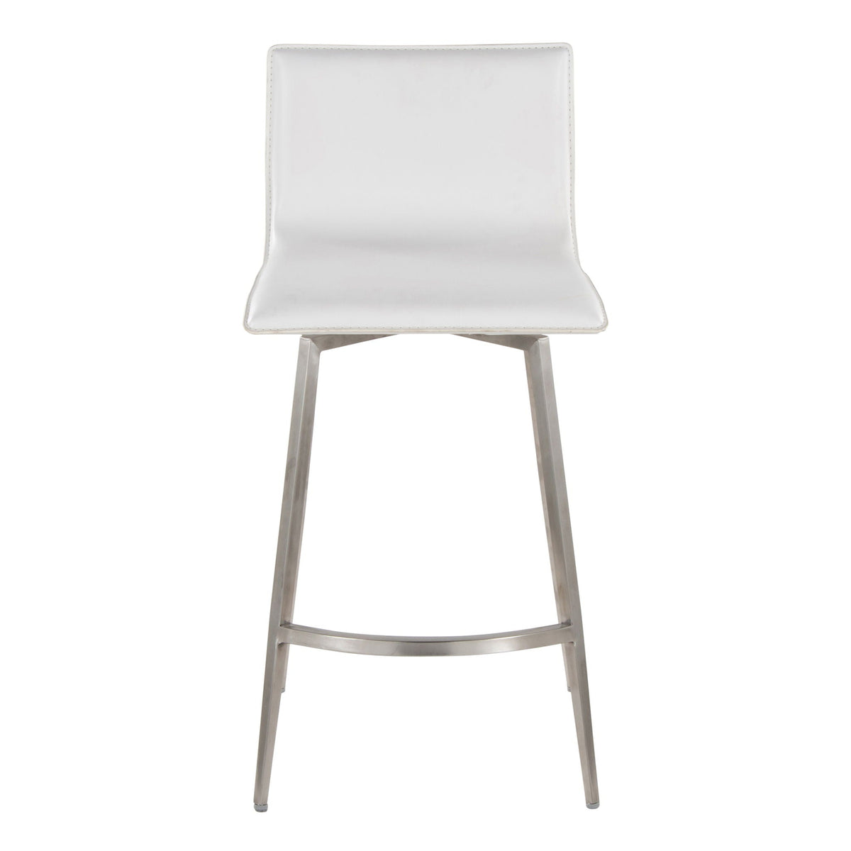 Mara - Upholstered Contemporary Fixed Height Counter Stool With Swivel (Set of 2) - White