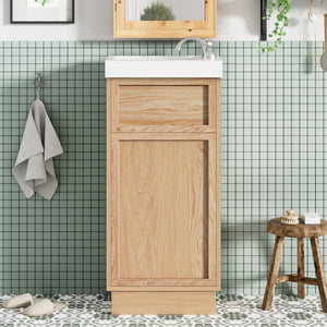 15.75" Wood Bathroom Vanity with Reversible Resin Sink and Cabinet
