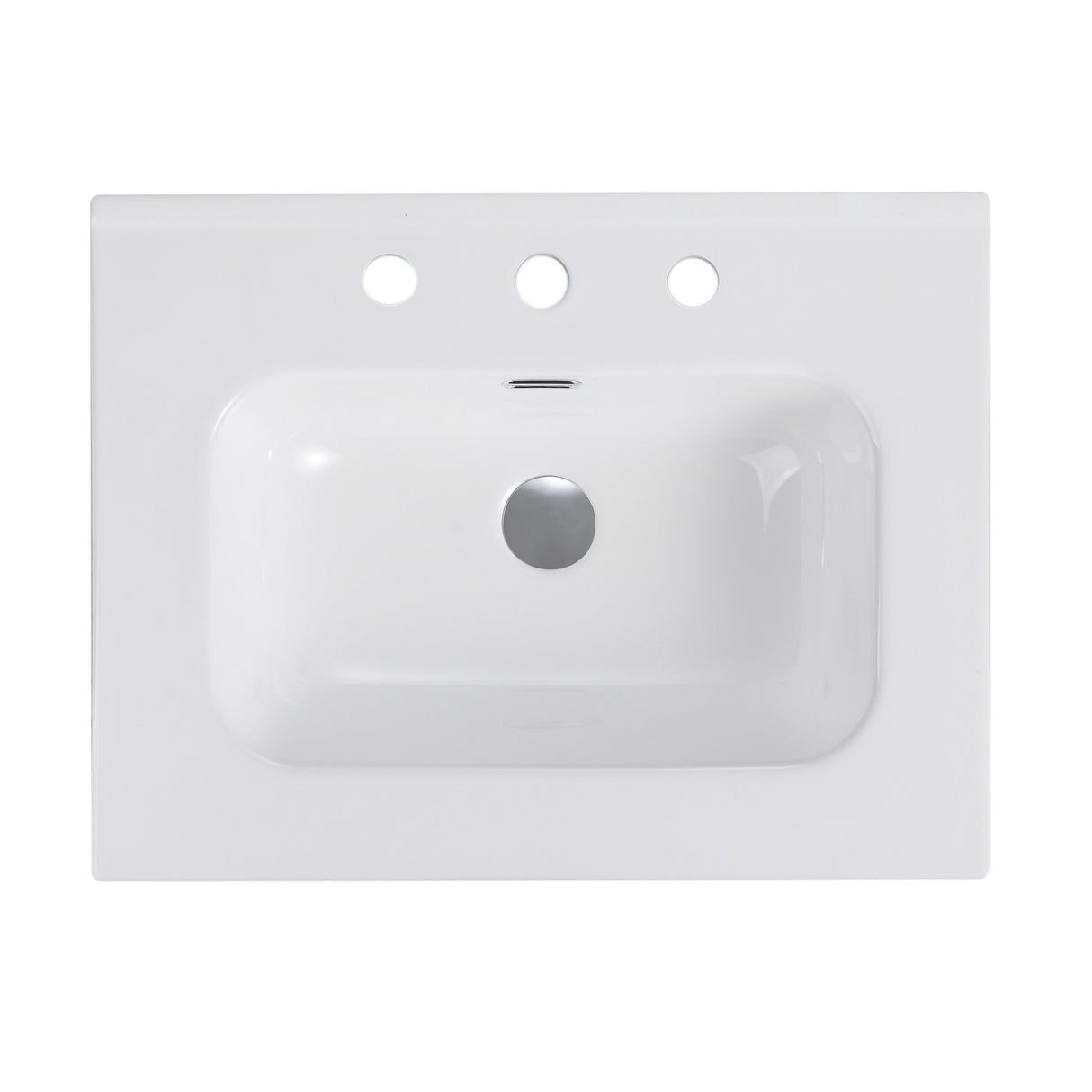 Glossy White Ceramic Integrated Sink