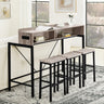 59 Inch Bar Table with Stools and LED Light
