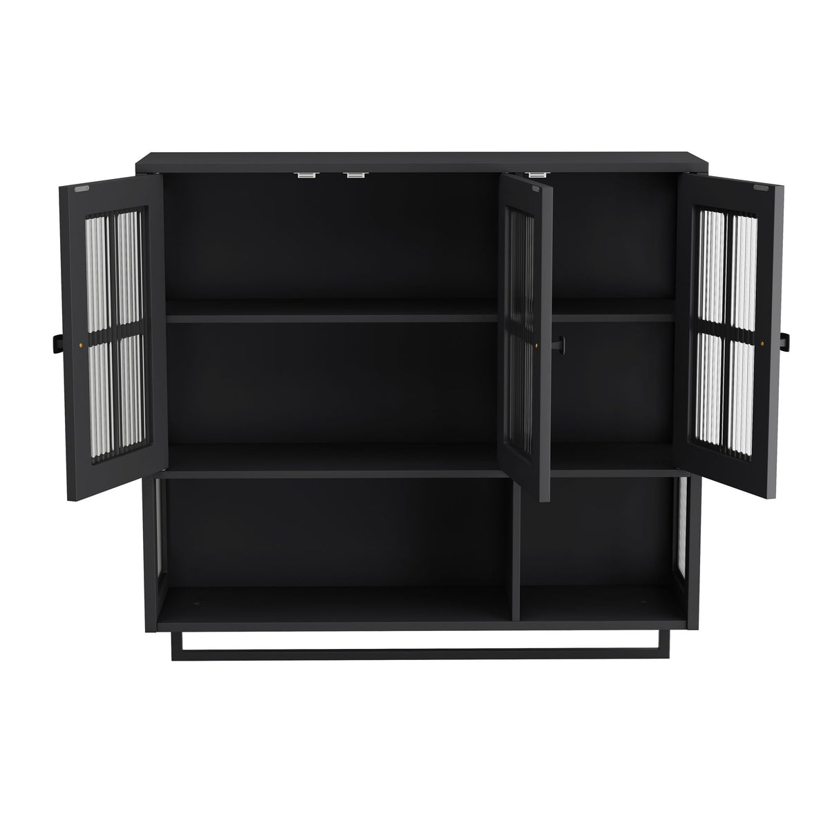 3 Door Wall Cabinet With Glass Door And Towel Bar