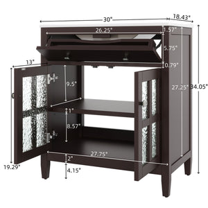 Bathroom Vanity With Ceramic Sink, Adjustable Shelf & Tip Out Tray