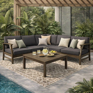 Perla 6-Piece Dark Grey Outdoor Sofa Set