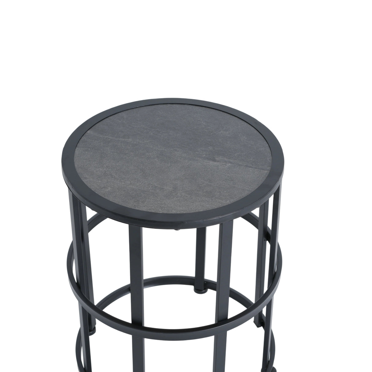Ceramic Tile Side Table with Powder Coated Iron Frame