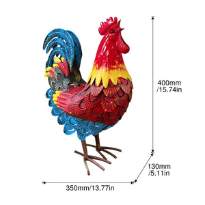 Wrought-Iron Rooster Garden Statue