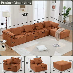 142" L Shaped Modular Sectional Sofa