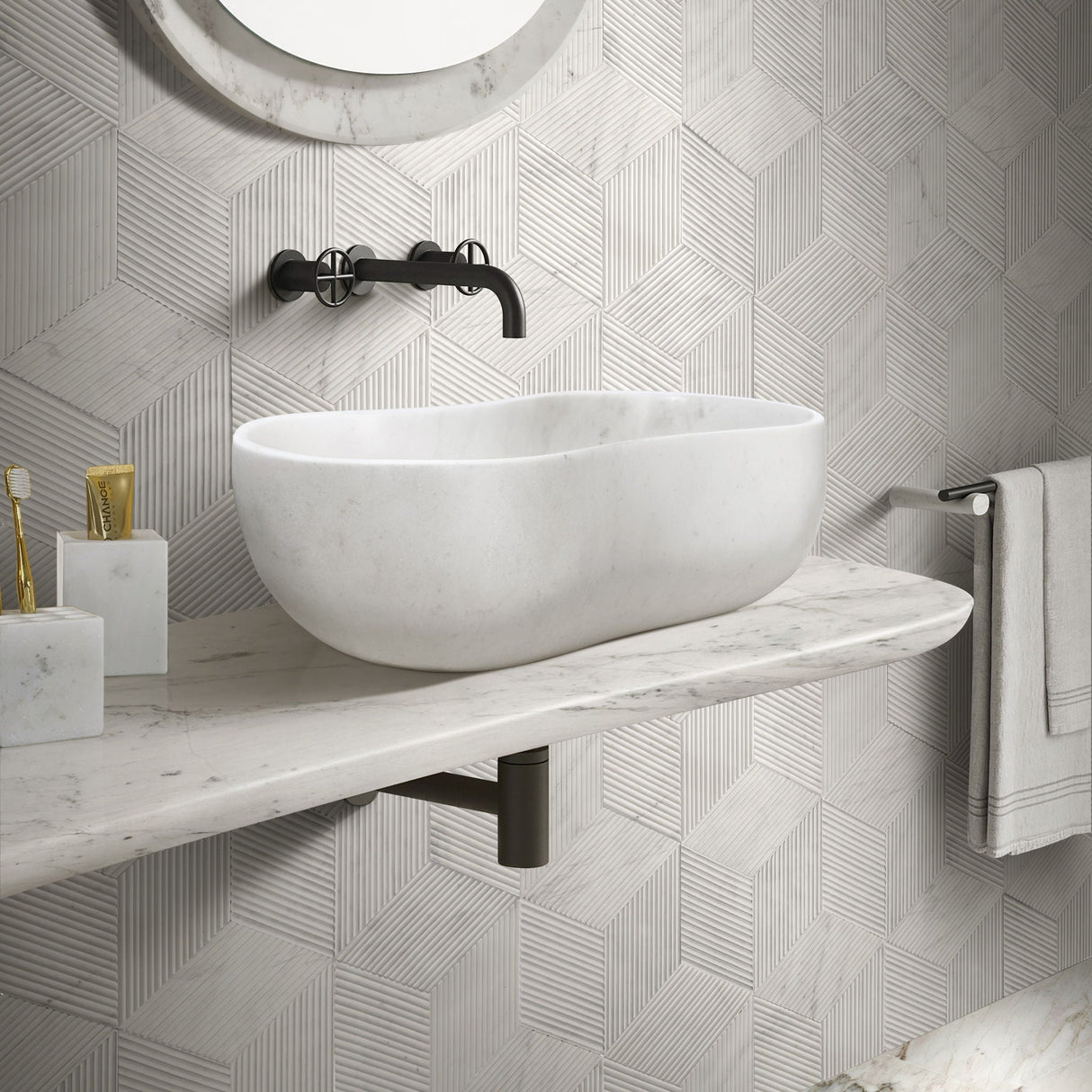 Bathroom Vessel Sink With Wavy Design