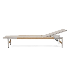 Hargrove - Outdoor Patio Aluminun Chaise Lounge, Outdoor Mesh Seat - Natural / Silver