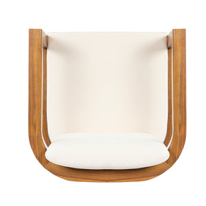 Outdoor Dining Chair Set of 4 with Curved Acacia Wood Arms