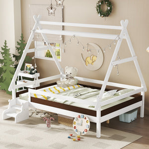 Full House Platform Bed with Stairs
