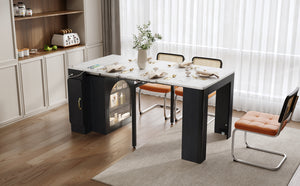 TREXM Extendable Dining Table with 3 Removable Leaves