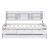 Captain Bed With Built In Bookshelves, 3 Storage Drawers, And Trundle