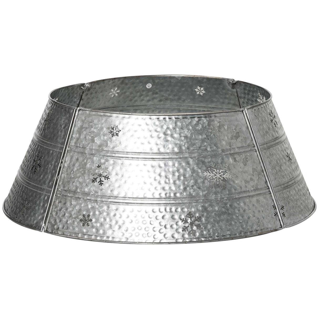 Christmas Tree Collar, Steel Tree Ring Skirt, Home Xmas Decoration for Christmas Tree, 26' x 26' x 9', Bright Silver