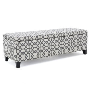 Quotient Upholstered Storage Ottoman With Tapered Block Feet - Gray / White