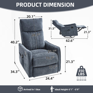 Blue Heat Massage Manual Recliner Chair