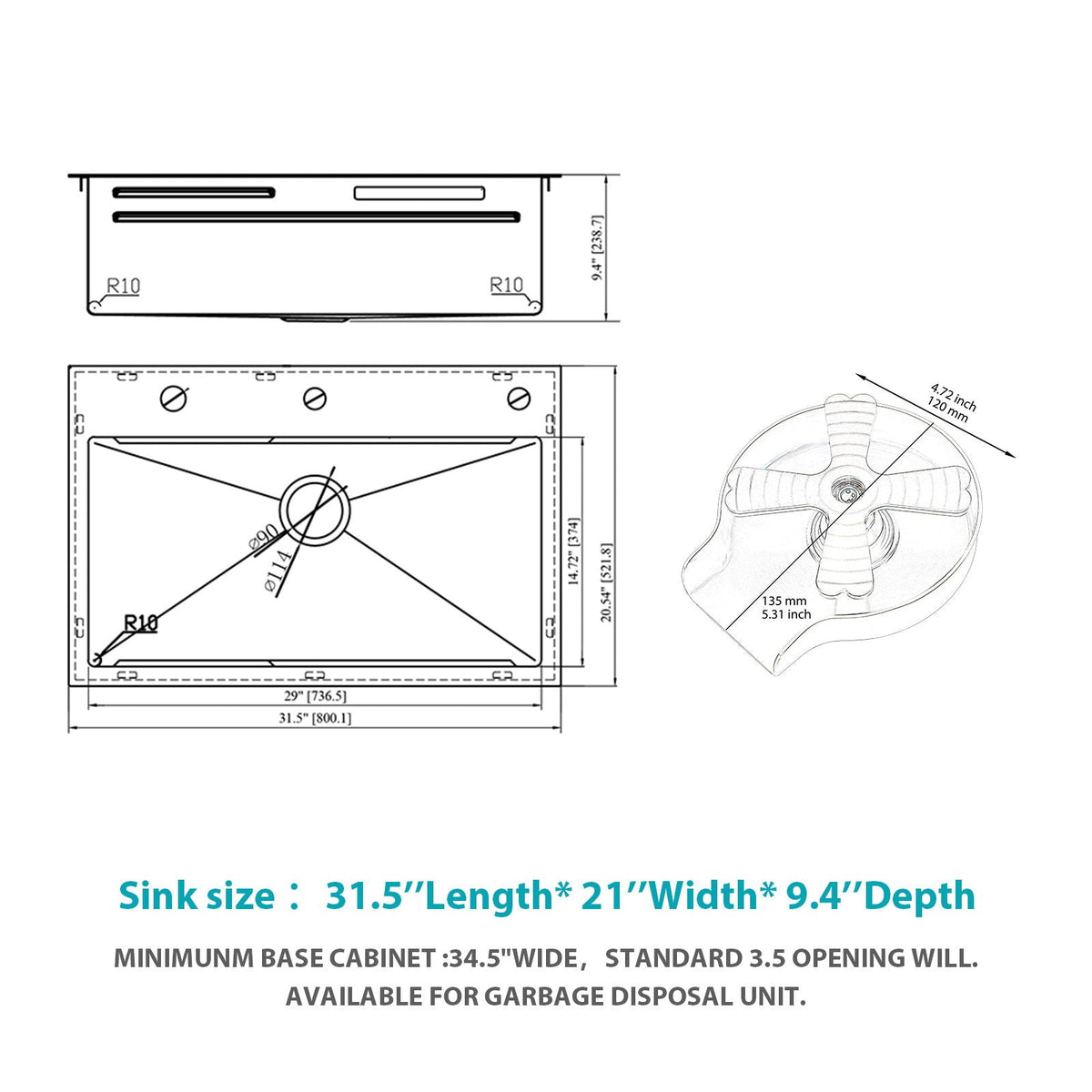 Drop In Waterfall Kitchen Sink with Pull-Out Faucet & Cup Washer - Gray or Black