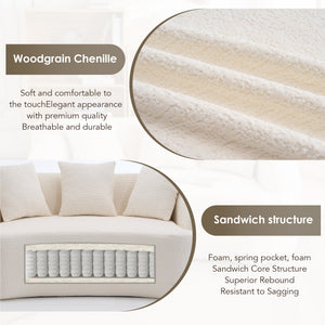 Curved Boneless Sofa, Compression Modular 110'' Sectional
