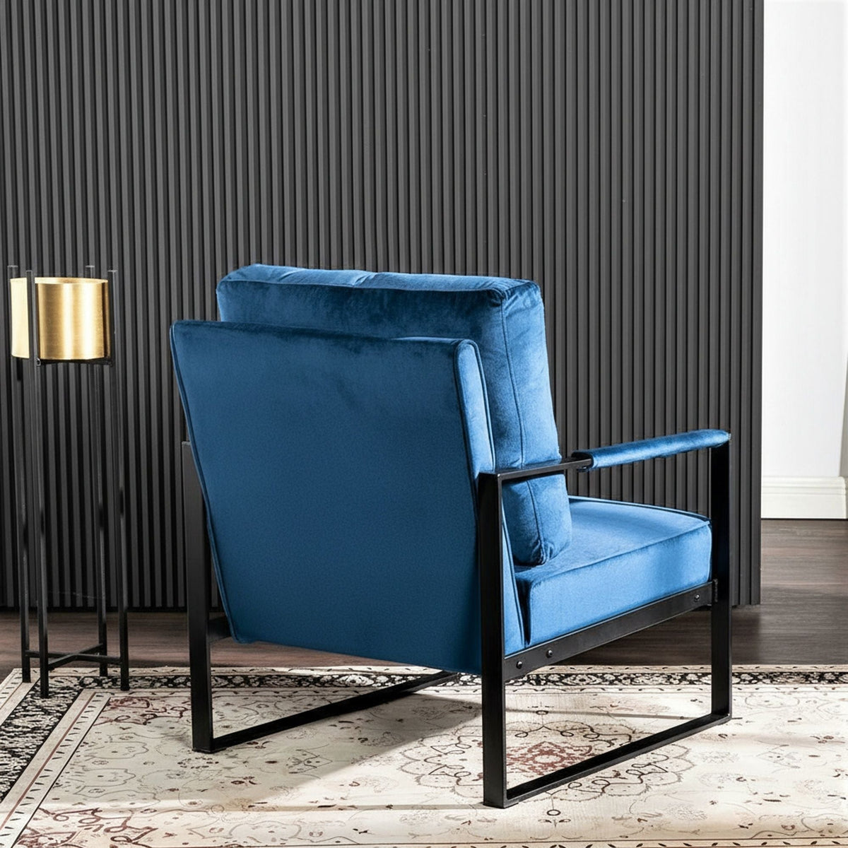 Classic Mid Century Modern Accent Chair with Square Metal Frame - Multiple Colors