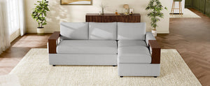 87.4' Sectional Sofa with Reversible Armrests Gray Chenille Upholstery