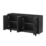 Storage Cabinet Sideboard Wooden Cabinet with Embossed Curved Doors