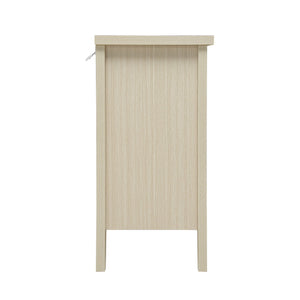 3 Drawer Buffet Sideboard With Adjustable Shelves, Storage Cabinet With Natural Seaweed Decor Doors For Living Room Kitchen Entryway - Natural