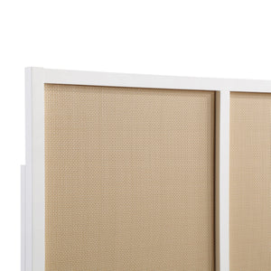 Barkley Cane and Solid Wood Headboard in White with Adjustable Height for Queen/Full Beds