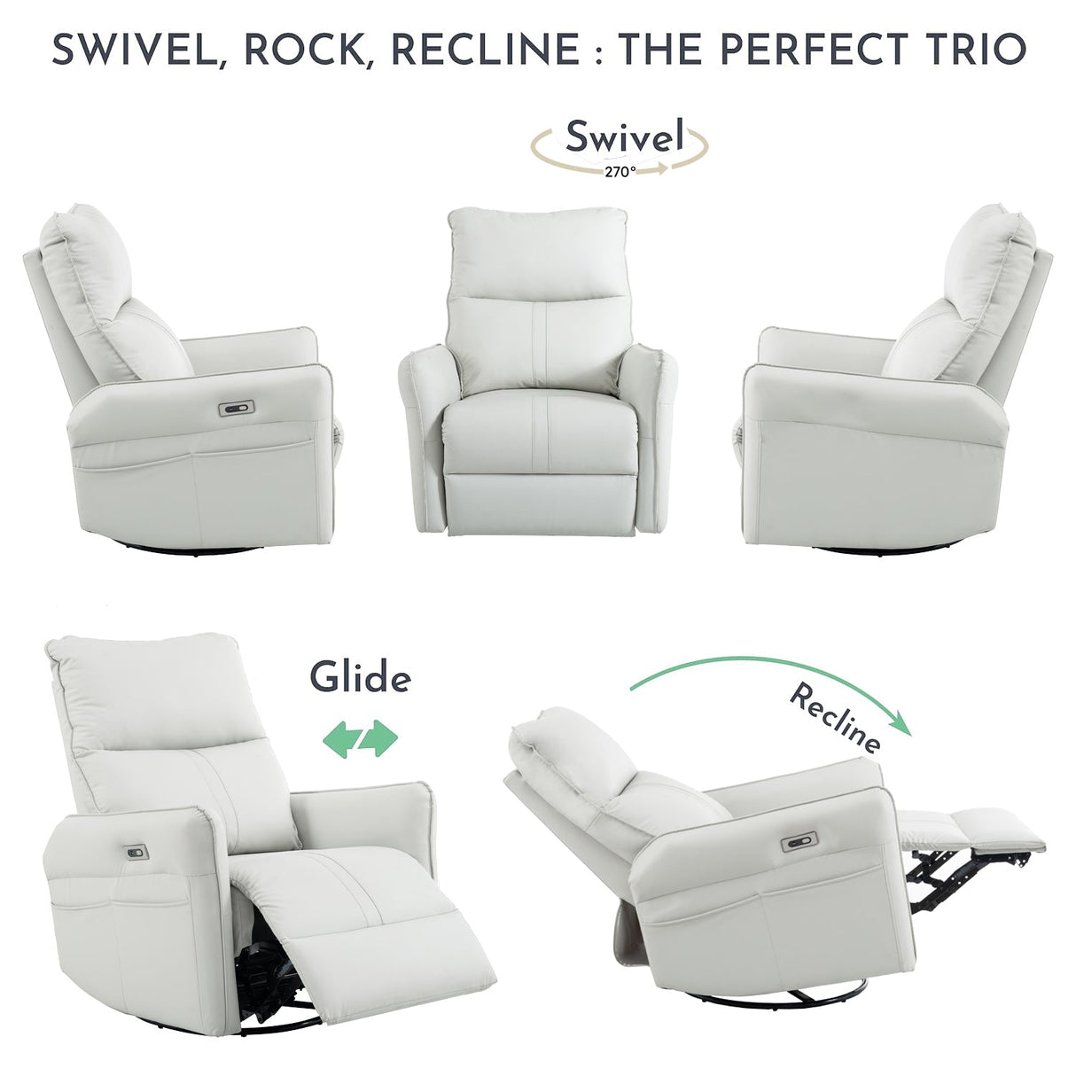 Multi-Motion Swivel Rocking Recliner with USB Charging