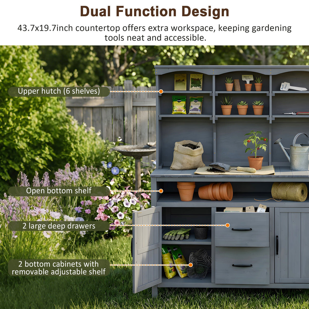TOPMAX Large Fir Wood Potting Bench