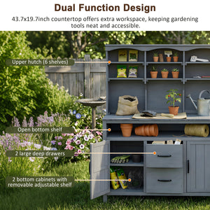 TOPMAX Large Fir Wood Potting Bench
