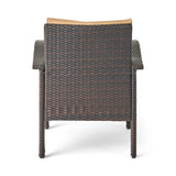 HONOLULU Brown Club Chair Set of 2 with Weather-Resistant Wicker Finish and Cushions