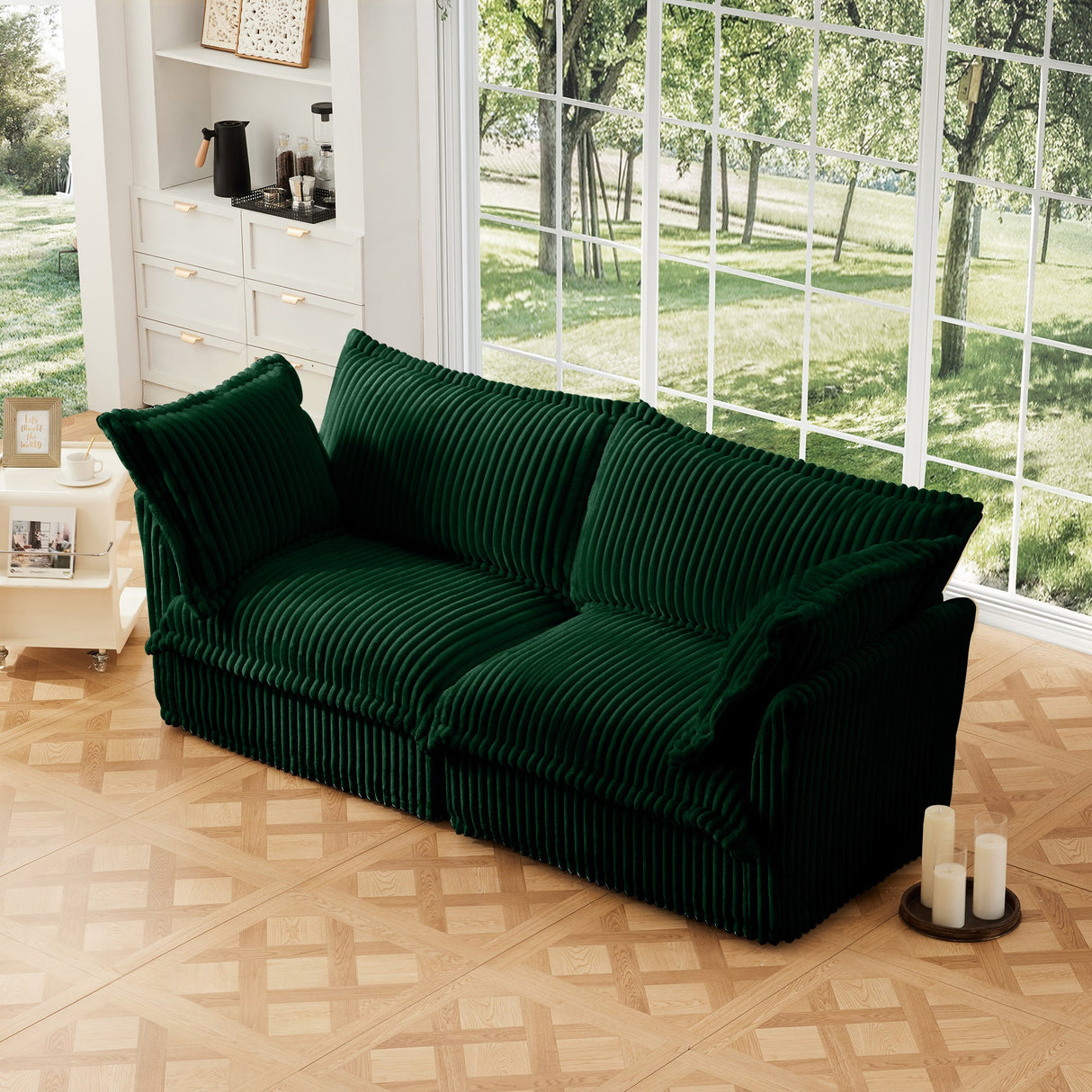 Modern Slipcovered 2-Seat Sofa Couches for Living Room