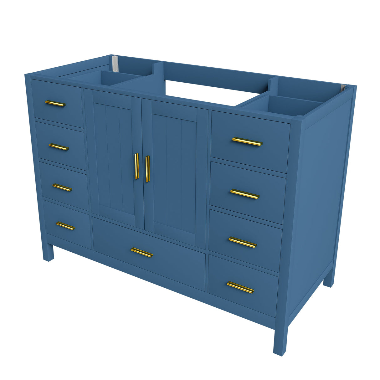 48" Bathroom Vanity Base Cabinet with 2 Soft-Close Double Doors & 9 Drawers
