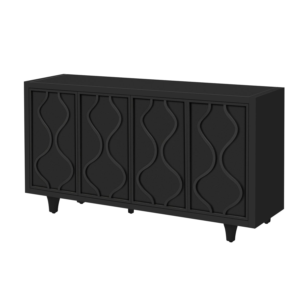 Storage Cabinet Sideboard Wooden Cabinet with Embossed Curved Doors