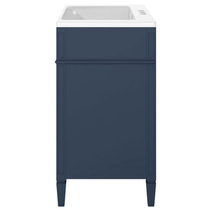 Bathroom Vanity With Top Sink, 2 Drawers And Tip Out Drawer, Rectangular Design