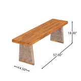 Outdoor 6 Pieces Acacia Wood Dining Set with Handwoven Rattan Legs