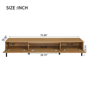 Boho TV Stand for TVs Up to 80" with Rattan Decoration and Metal Legs