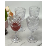 Diamond Cut Plastic Wine Glasses Set of 4 (12oz), BPA Free Acrylic Wine Glass Set, Unbreakable Red Wine Glasses, White Wine Glasses