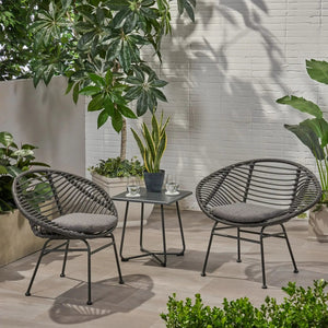 Cordella - Outdoor Woven Wicker Chairs With Cushions, (Set of 2)